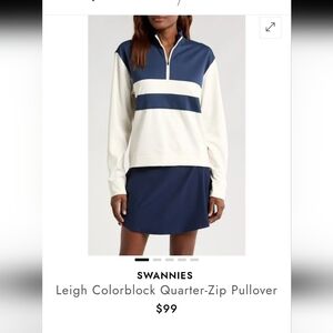Swannies Leigh Colorblock 1/4 Quarter-zip Pullover, Navy And White, Small